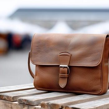 stylish-brown-leather-bag-displayed-at-an-outdoor-market-in-the-afternoon-photo